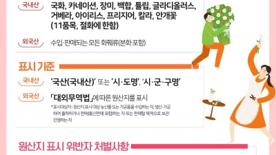 28일까지 꽃 원산지 표시 지도·점검