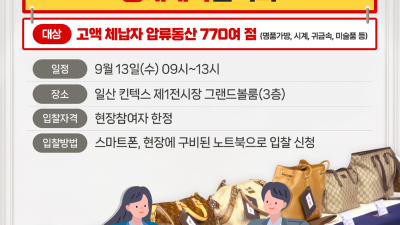 샤넬·롤렉스 등 체납자 압류동산 770여점 공매... 9월 13일 킨텍스