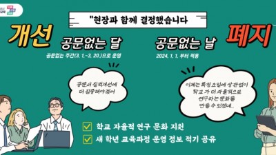 경기도교육청, ‘공문없는 날’ 폐지... 현장 개선 요구 적극 반영