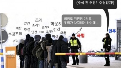 [만평] 7대 7 팽팽... 여야 딴마음과 병목현상