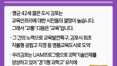 [날마다 좋아지는 김포] 책과 교육의 도시 김포 과학고 유치, 시도하지 않으면 결과도 없다!