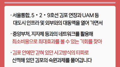 [날마다 좋아지는] 김포가 도시경쟁력을 키우는 방법... 외부와 호흡하며 네트워크로 미래기회 발굴!